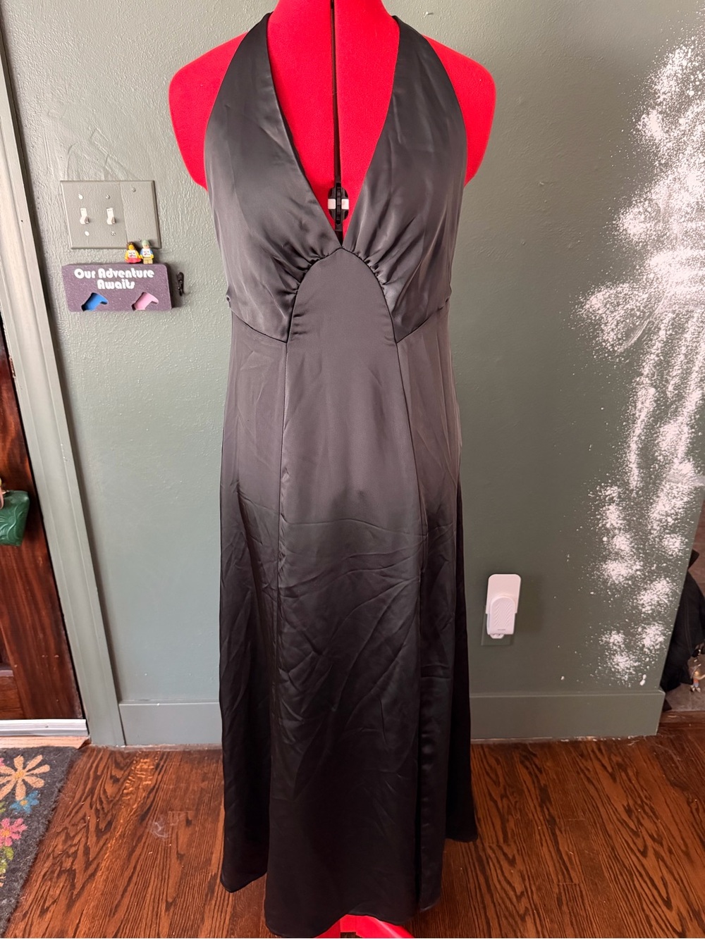 Free People Black Halter Satin Maxi Dress